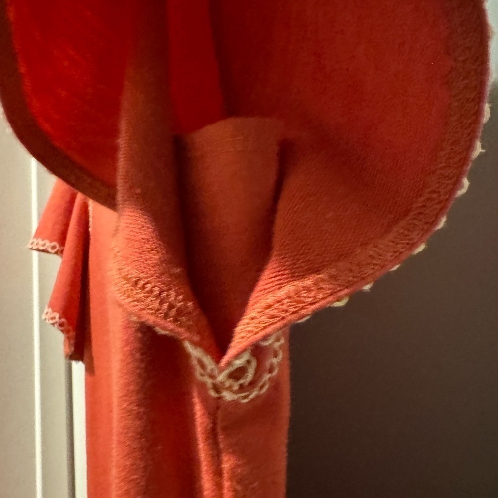 Max Studio Orange Knit Dress Medium Flutter Sleeve Crochet Trim Mini Dress - Picture 8 of 13